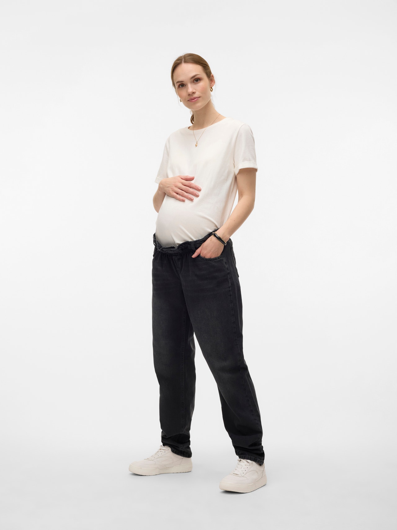 MAMA.LICIOUS Jeans Mom Fit Taille basse -Black Denim - 20020031