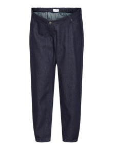 MAMA.LICIOUS Krój baryłkowaty Niska talia Jeans -Dark Blue Denim - 20020036