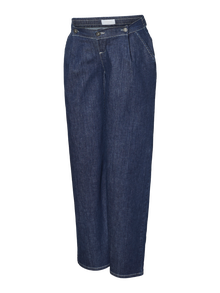 MAMA.LICIOUS Krój wide leg Średnia talia Jeans -Medium Blue Denim - 20020039