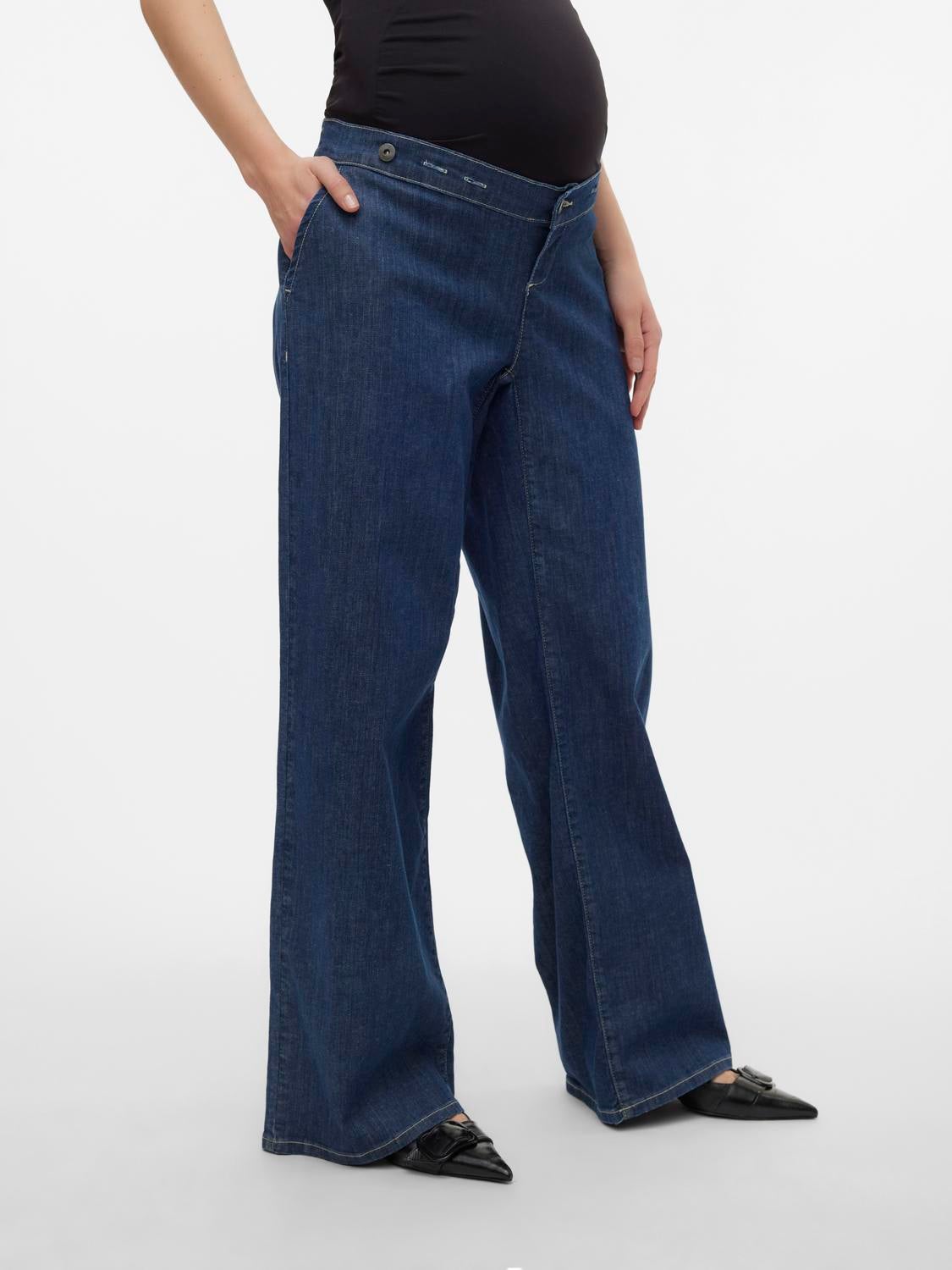 Krój wide leg Średnia talia Jeans