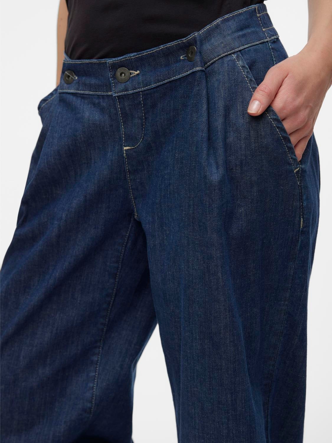 MAMA.LICIOUS Jeans Wide Leg Fit Vita media -Medium Blue Denim - 20020039