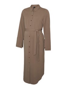 MAMA.LICIOUS Vestido midi Corte regular Cuello de camisa -Brown Lentil - 20020104