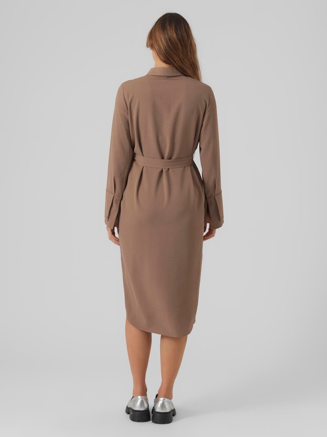 MAMA.LICIOUS Robe midi Regular Fit Col chemise -Brown Lentil - 20020104