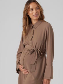 MAMA.LICIOUS Vestido midi Corte regular Cuello de camisa -Brown Lentil - 20020104