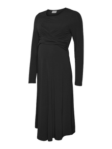 MAMA.LICIOUS Krój regularny Głęboki okrągły dekolt Długa sukienka -Black - 20020112