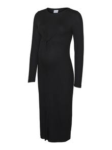 MAMA.LICIOUS Krój regularny Głęboki okrągły dekolt Wąsko dopasowane rękawy Sukienka midi -Black - 20020143