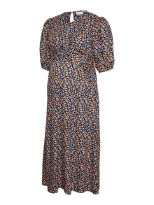 MAMA.LICIOUS Vestito midi Regular Fit Paricollo Polsini elasticizzati Maniche a palloncino -Naval Academy - 20020189