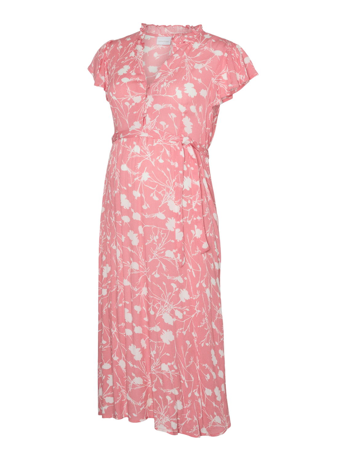 MAMA.LICIOUS Krój regularny Okrągły dekolt Sukienka midi -Flamingo Plume - 20020219