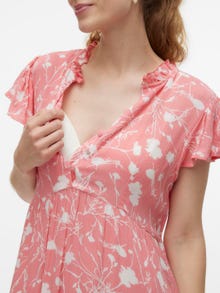MAMA.LICIOUS Krój regularny Okrągły dekolt Sukienka midi -Flamingo Plume - 20020219