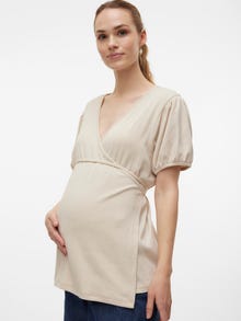 MAMA.LICIOUS Top Regular Fit Scollo a V -French Oak - 20020239