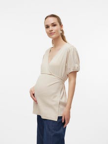 MAMA.LICIOUS Top Regular Fit Scollo a V -French Oak - 20020239