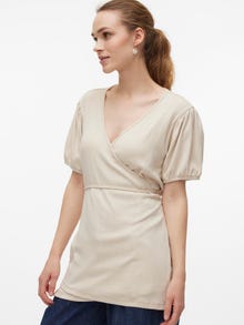 MAMA.LICIOUS Top Regular Fit Scollo a V -French Oak - 20020239