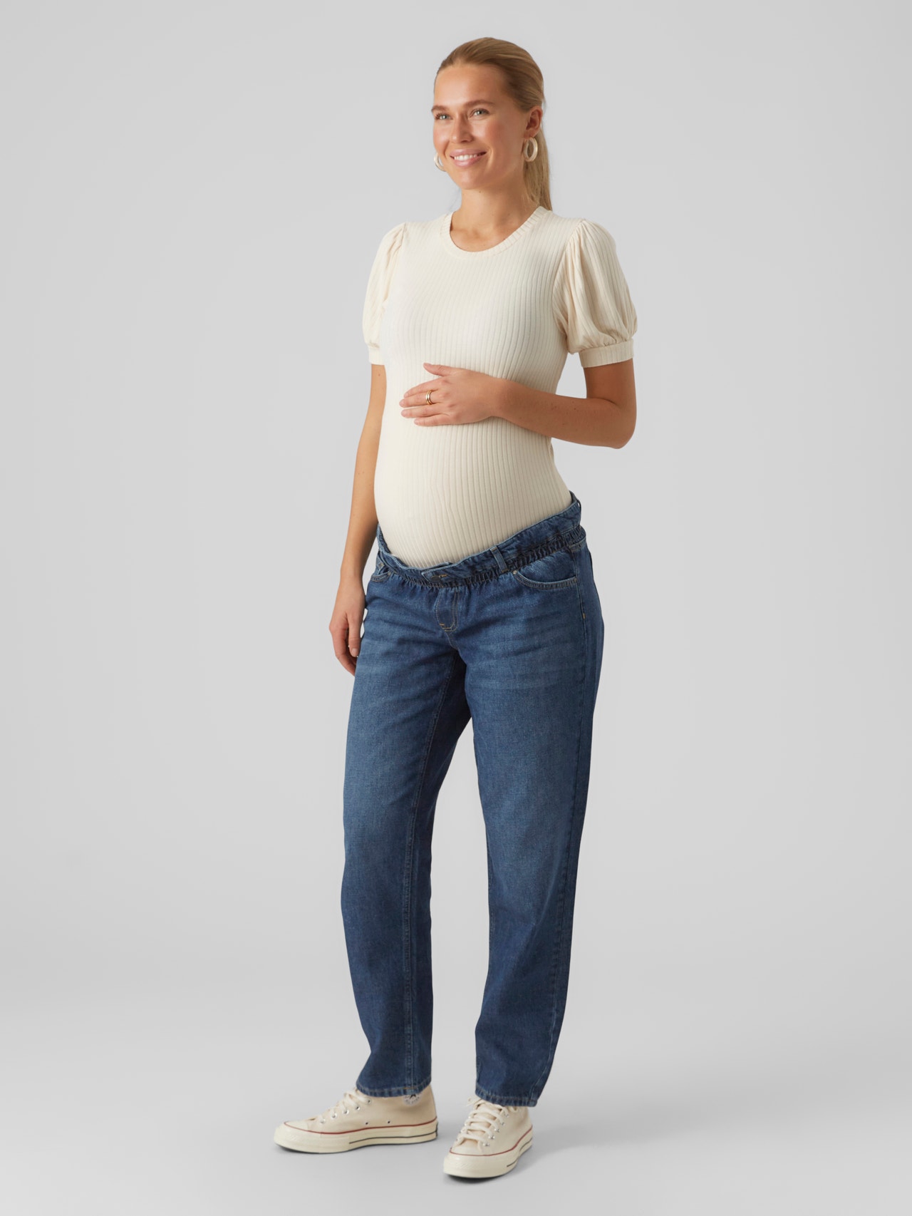 MAMA.LICIOUS Sitter under magen Jeans -Medium Blue Denim - 20020270