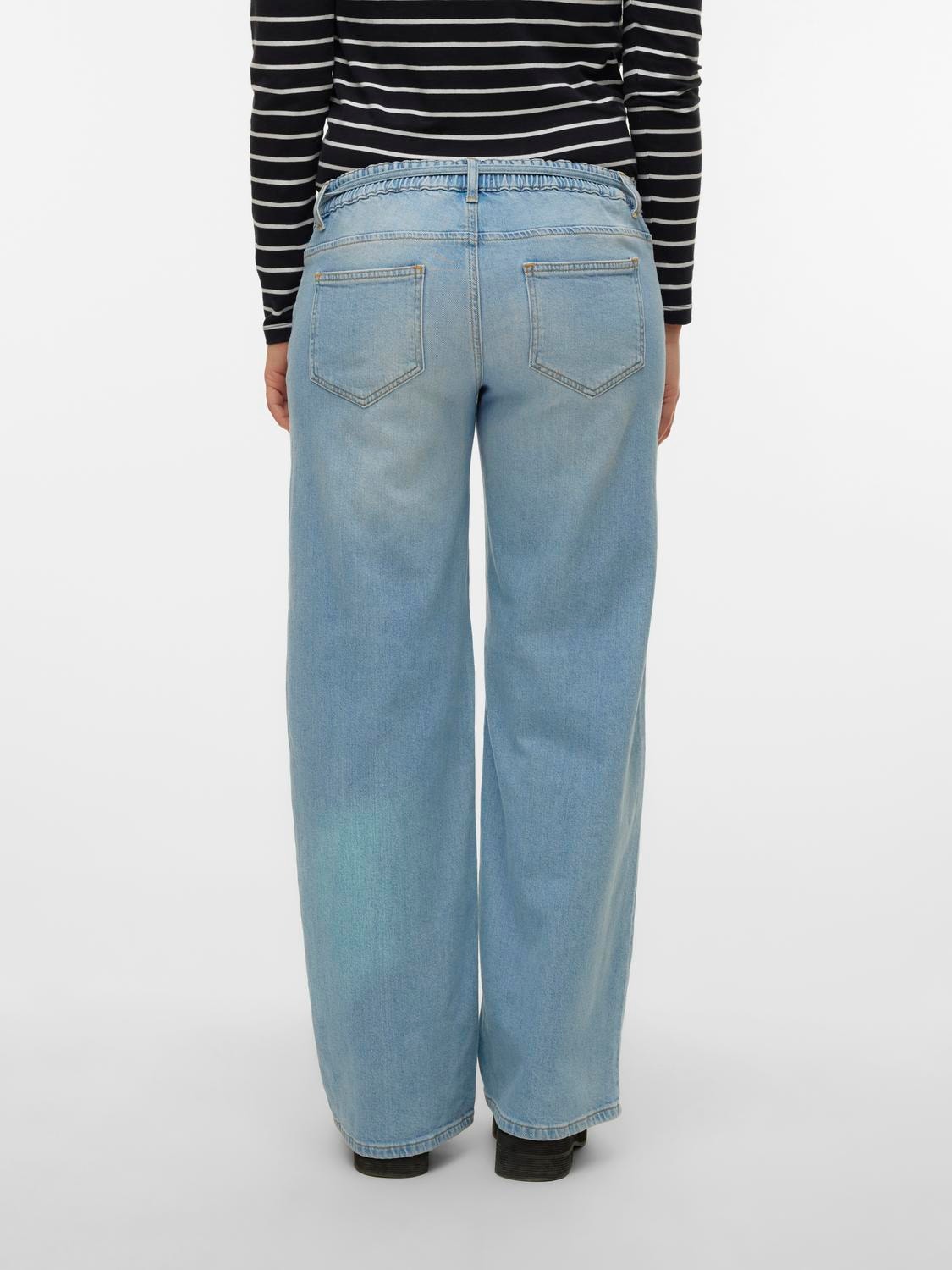 MAMA.LICIOUS Krój wide leg Niska talia Jeans -Light Blue Denim - 20020309