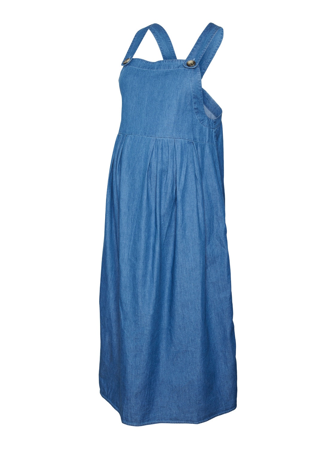 MAMA.LICIOUS Vestido midi Corte regular Cuello cuadrado Una correa de hombro -Medium Blue Denim - 20020339