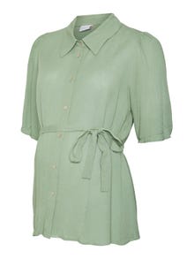 MAMA.LICIOUS Regular Fit Shirt collar Wide sleeves Shirt -Hedge Green - 20020354