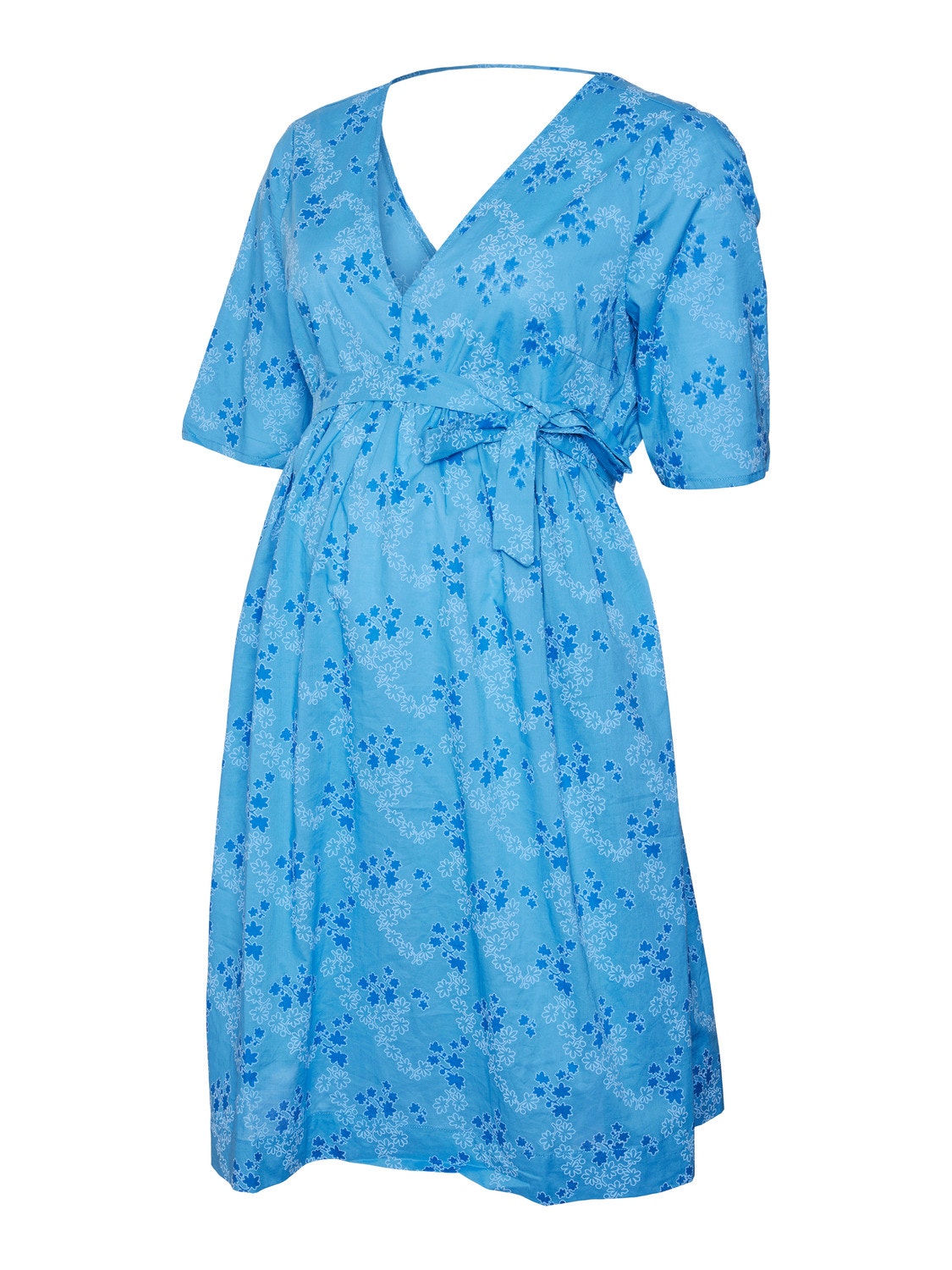 MAMA.LICIOUS Robe courte Regular Fit Col en V Manches larges -Blue Jasper - 20020364
