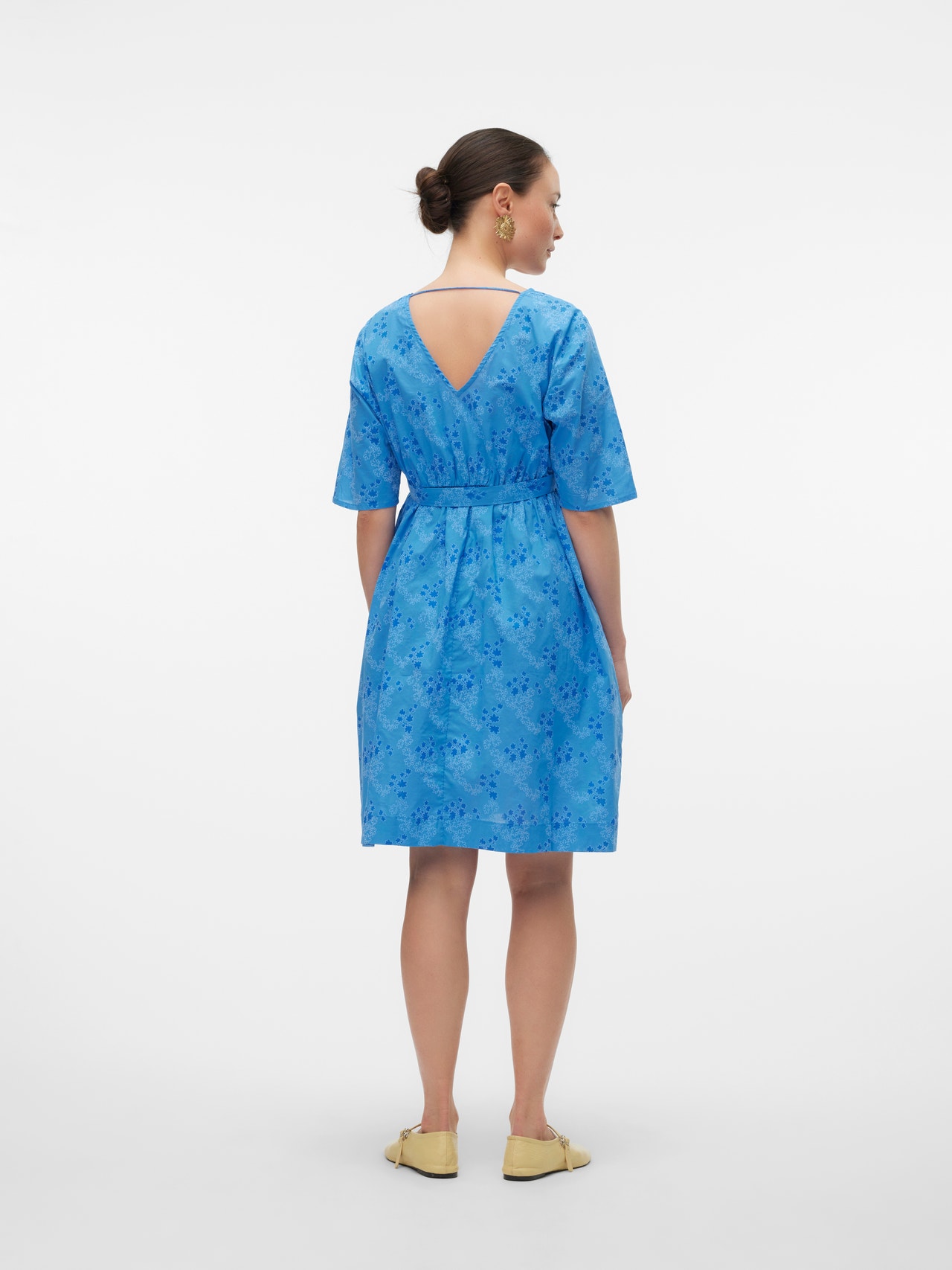 MAMA.LICIOUS Krój regularny Dekolt w serek Szerokie rękawy Krótka sukienka -Blue Jasper - 20020364