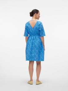 MAMA.LICIOUS Krój regularny Dekolt w serek Szerokie rękawy Krótka sukienka -Blue Jasper - 20020364