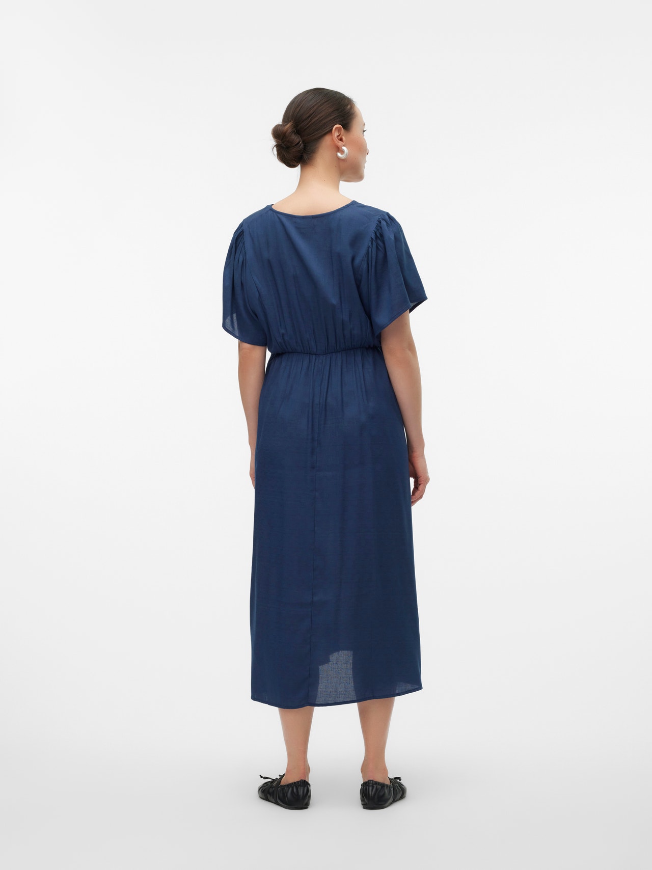 MAMA.LICIOUS Vestito midi Regular Fit Scollo a V Maniche ampie -Medieval Blue - 20020368