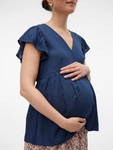 MAMA.LICIOUS Regular fit V-pääntie Topit -Medieval Blue - 20020373