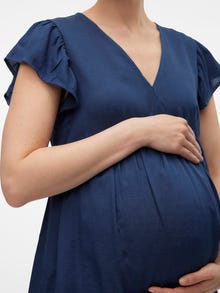 MAMA.LICIOUS Regular fit V-pääntie Topit -Medieval Blue - 20020373