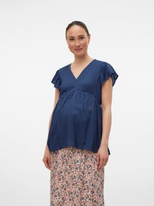 MAMA.LICIOUS Regular fit V-pääntie Topit -Medieval Blue - 20020373