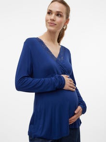 MAMA.LICIOUS Regular fit V-pääntie Topit -Medieval Blue - 20020384