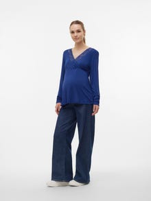 MAMA.LICIOUS Regular fit V-pääntie Topit -Medieval Blue - 20020384