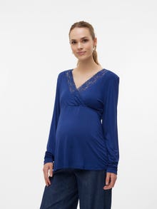 MAMA.LICIOUS Regular fit V-pääntie Topit -Medieval Blue - 20020384