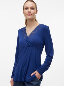 MAMA.LICIOUS Regular fit V-pääntie Topit -Medieval Blue - 20020384