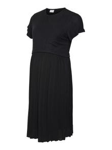 MAMA.LICIOUS Krój regularny Okrągły dekolt Długa sukienka -Black - 20020402