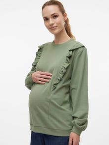 MAMA.LICIOUS Tops Regular Fit Col rond Poignets côtelés -Hedge Green - 20020406
