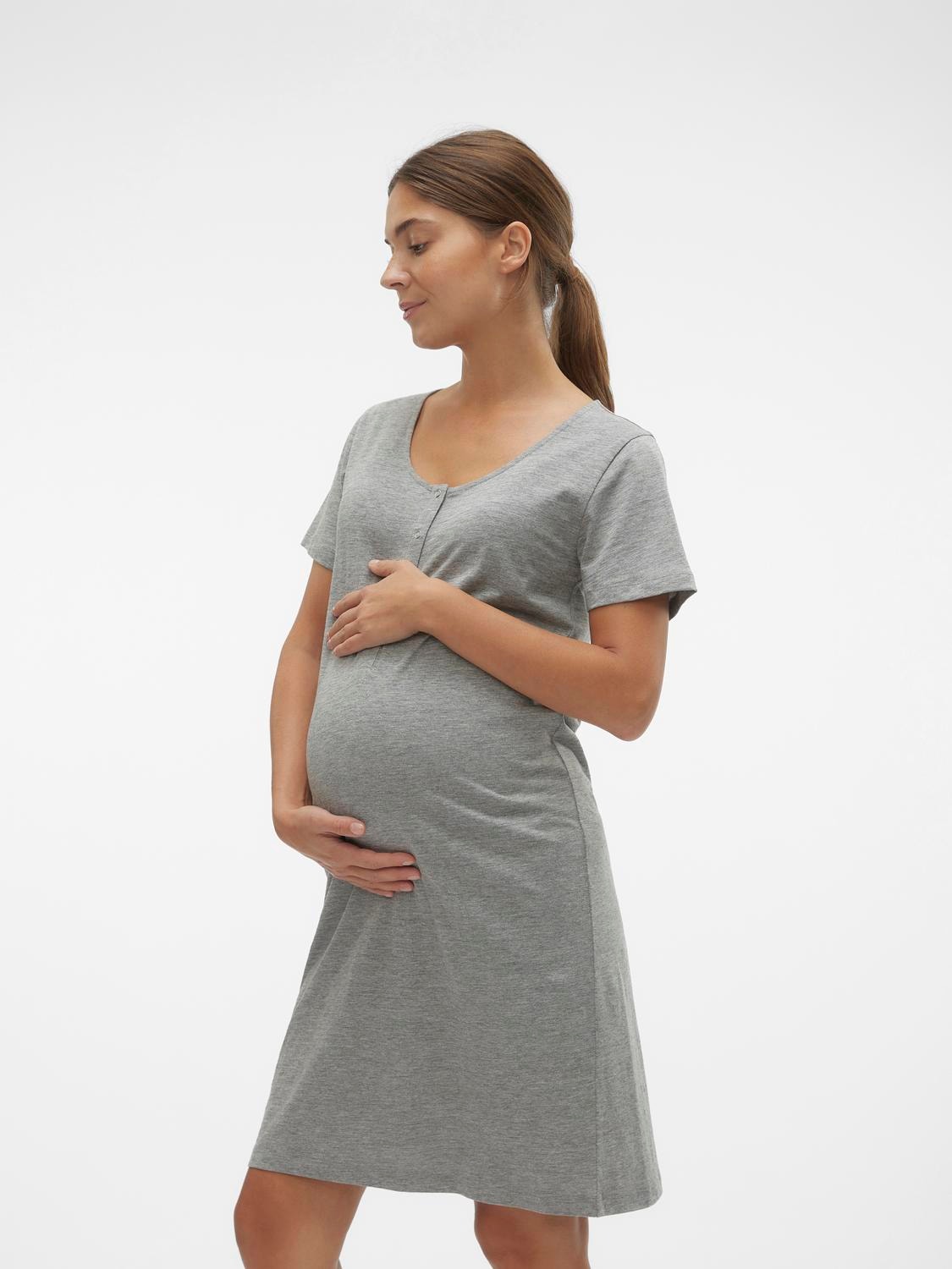 Maternity-night dress, Light Grey