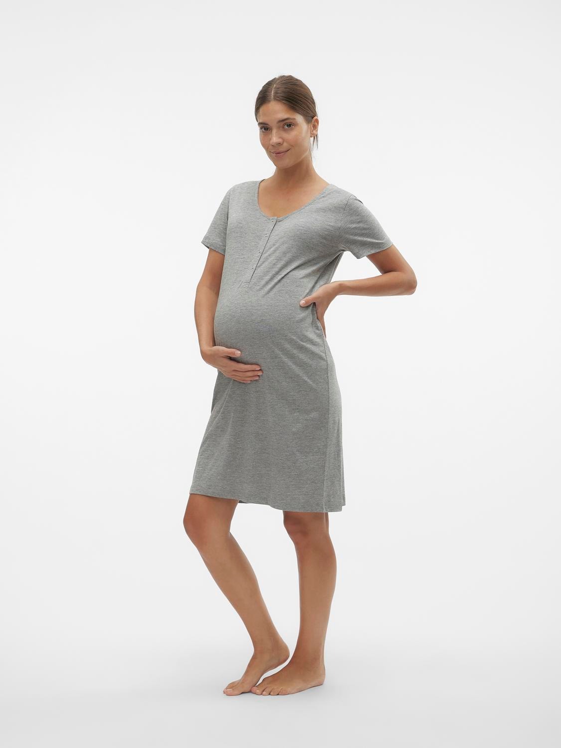 MAMA.LICIOUS Maternity-night dress -Light Grey Melange - 20020421