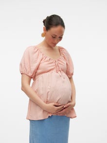 MAMA.LICIOUS Krój regularny Dekolt w serek Elastyczne mankiety Rękawy balonowe Góra -Peach Melba - 20020459