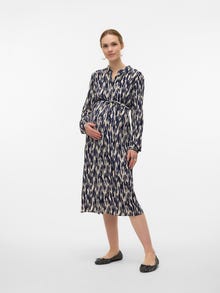 MAMA.LICIOUS Robe longue Regular Fit Col chemise -Birch - 20020464