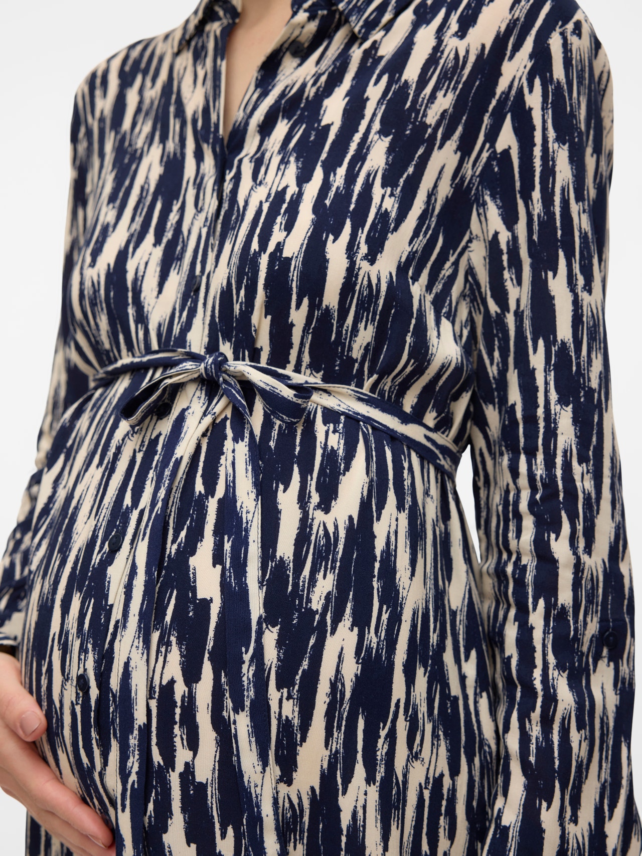 MAMA.LICIOUS Robe longue Regular Fit Col chemise -Birch - 20020464