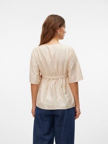 MAMA.LICIOUS Tops Regular Fit Col en V Manches larges -French Oak - 20020506