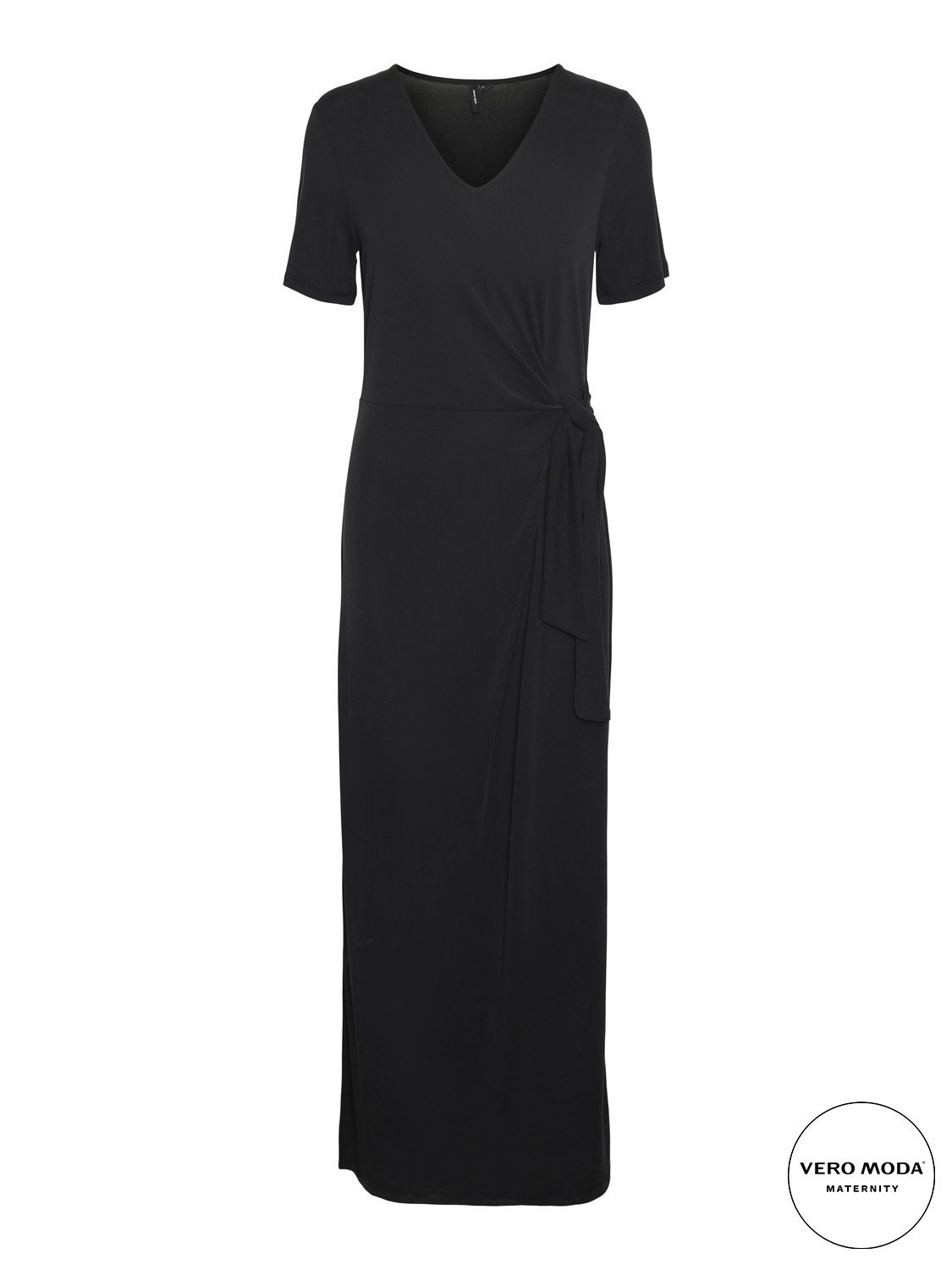 MAMA.LICIOUS Vestido largo Corte regular Cuello en V -Black - 20020546