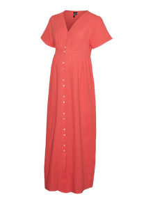 MAMA.LICIOUS Robe longue Regular Fit Col en V -Cayenne - 20020550