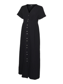 MAMA.LICIOUS Robe longue Regular Fit Col en V -Black - 20020550