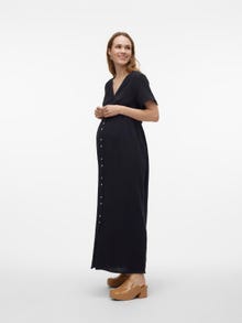 MAMA.LICIOUS Robe longue Regular Fit Col en V -Black - 20020550