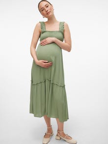 MAMA.LICIOUS Krój regularny Kwadratowy dekolt Długa sukienka -Hedge Green - 20020567