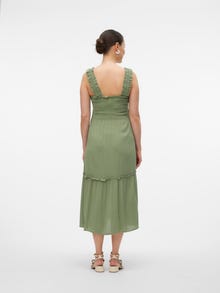 MAMA.LICIOUS Vestito lungo Regular Fit Scollo Quadrato -Hedge Green - 20020567