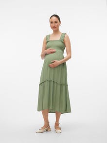 MAMA.LICIOUS Robe longue Regular Fit Col carré -Hedge Green - 20020567
