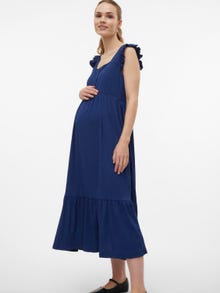 MAMA.LICIOUS Krój regularny Kwadratowy dekolt Sukienka midi -Medieval Blue - 20020575