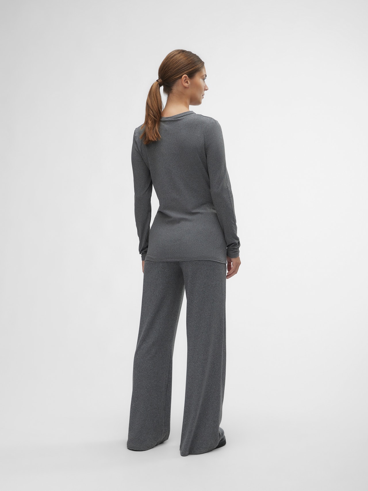 MAMA.LICIOUS Pantalons Regular Fit -Dark Grey Melange - 20020623
