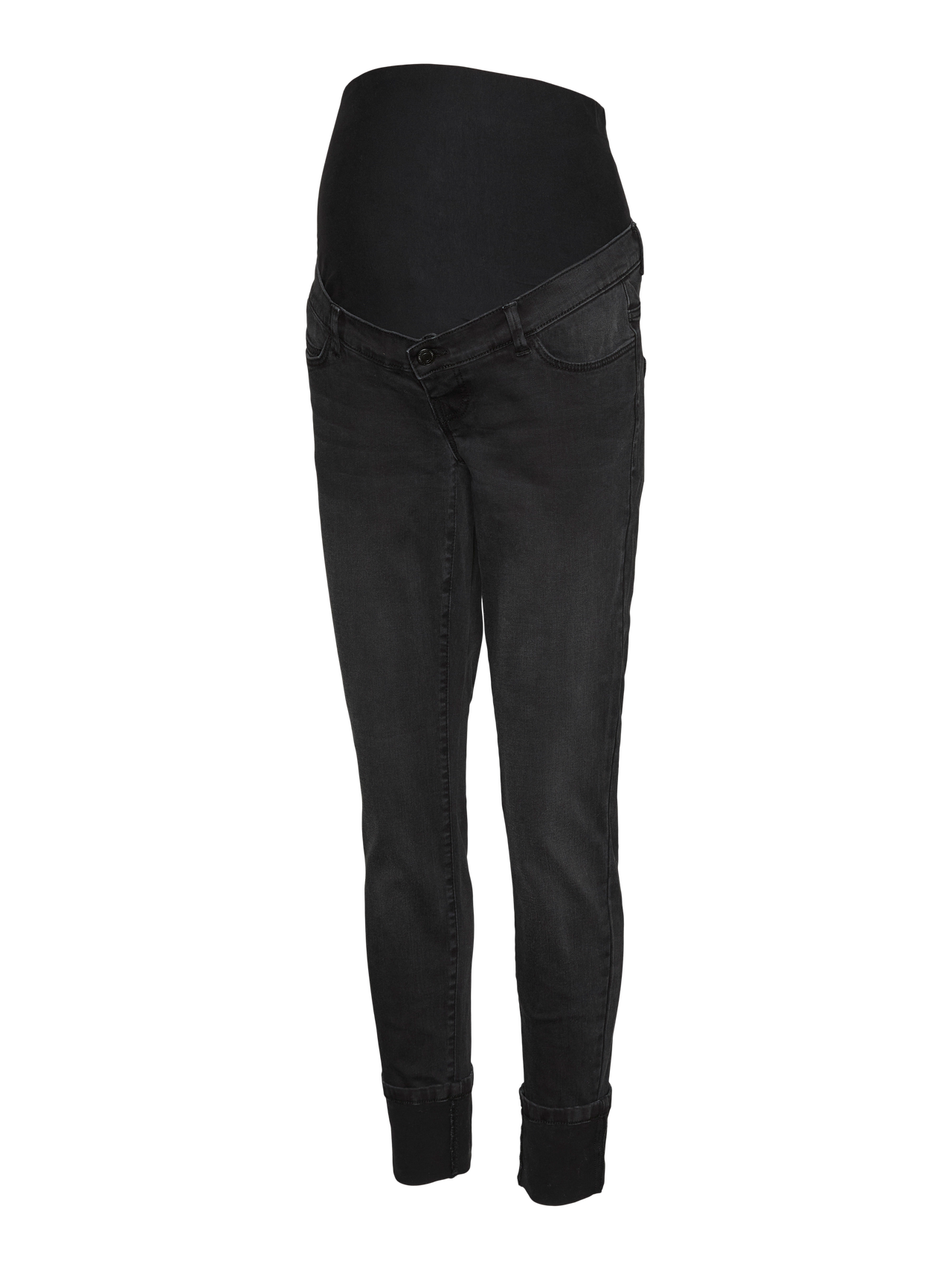 MAMA.LICIOUS Skinny Fit Oppbrettskanter Jeans -Black - 20020652