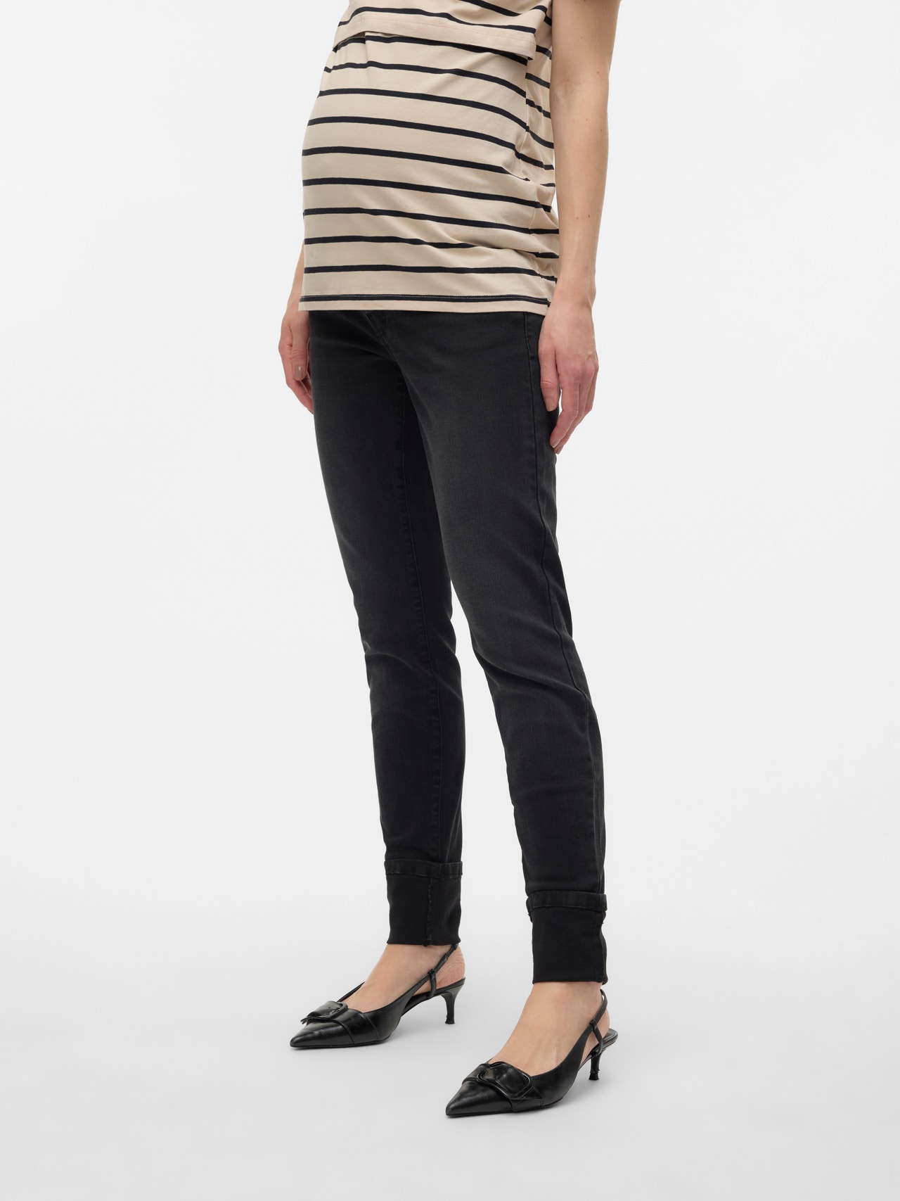MAMA.LICIOUS Skinny Fit Fold-up hems Jeans -Black - 20020652